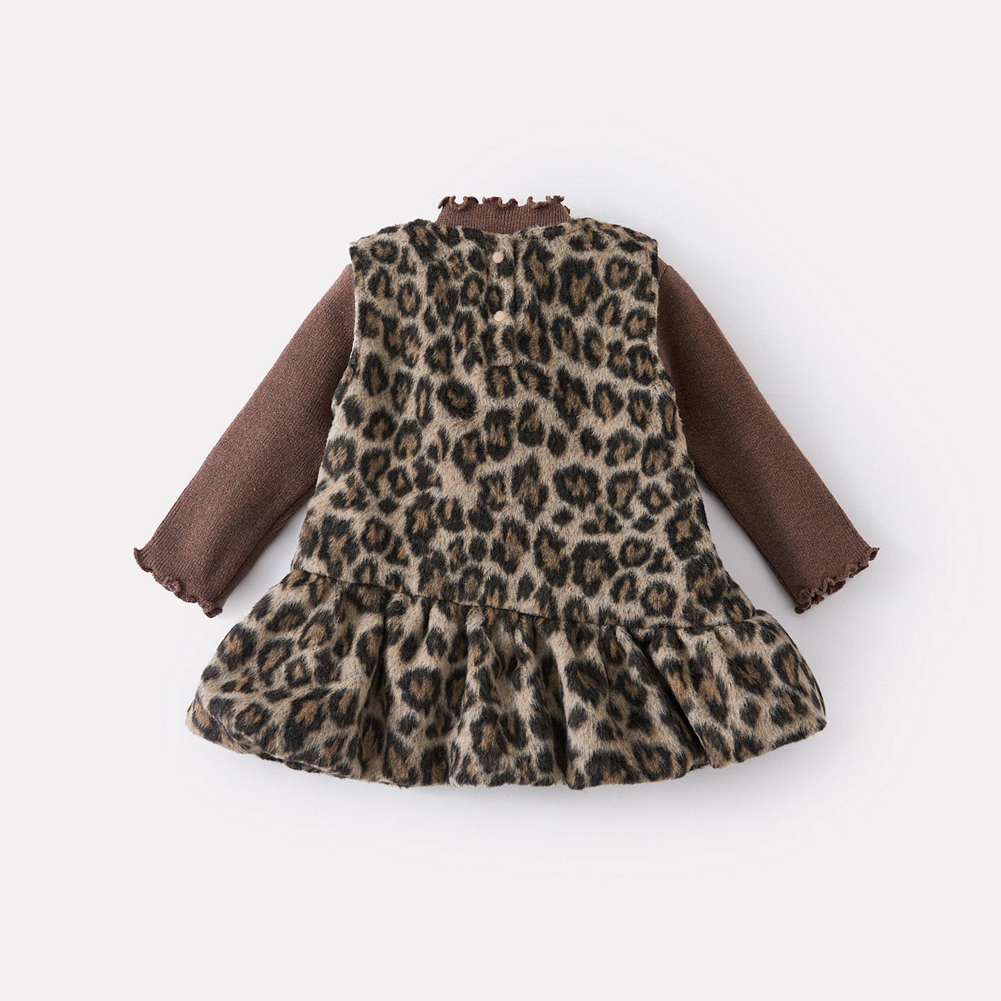 Leopard Print Dress Set for Baby Girls, Warm Sweater and Dress Two-Piece Outfit — image 4