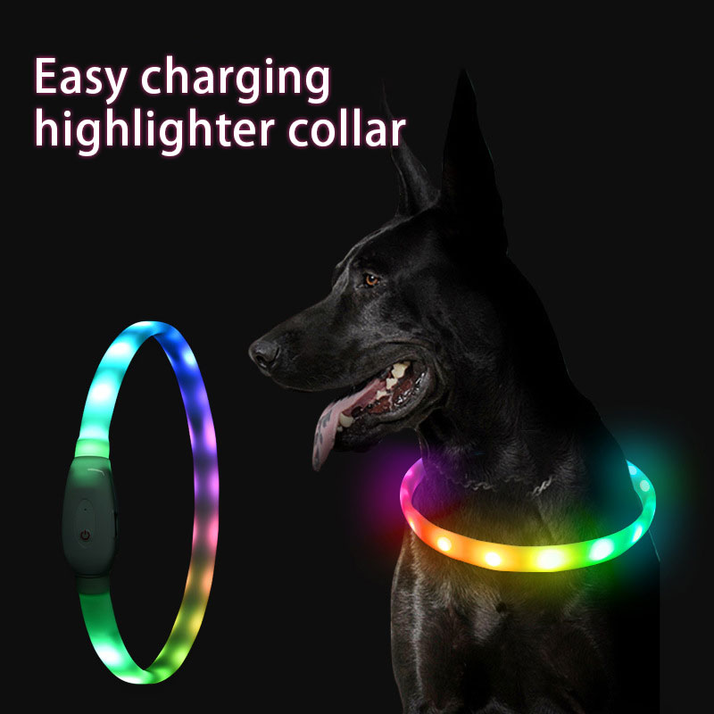 Collar Luminoso para Mascotas Collar de Mascota Carga USB DIY Collar de Perro Luminoso Collar de Cuello Seguro para Caminar con Perros — imagen 2