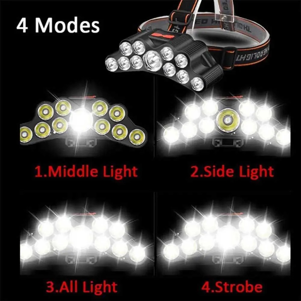 11 LED USB Recargable linterna con batería interna 18650 Luz intensa para camping, aventuras y pesca — imagen 6