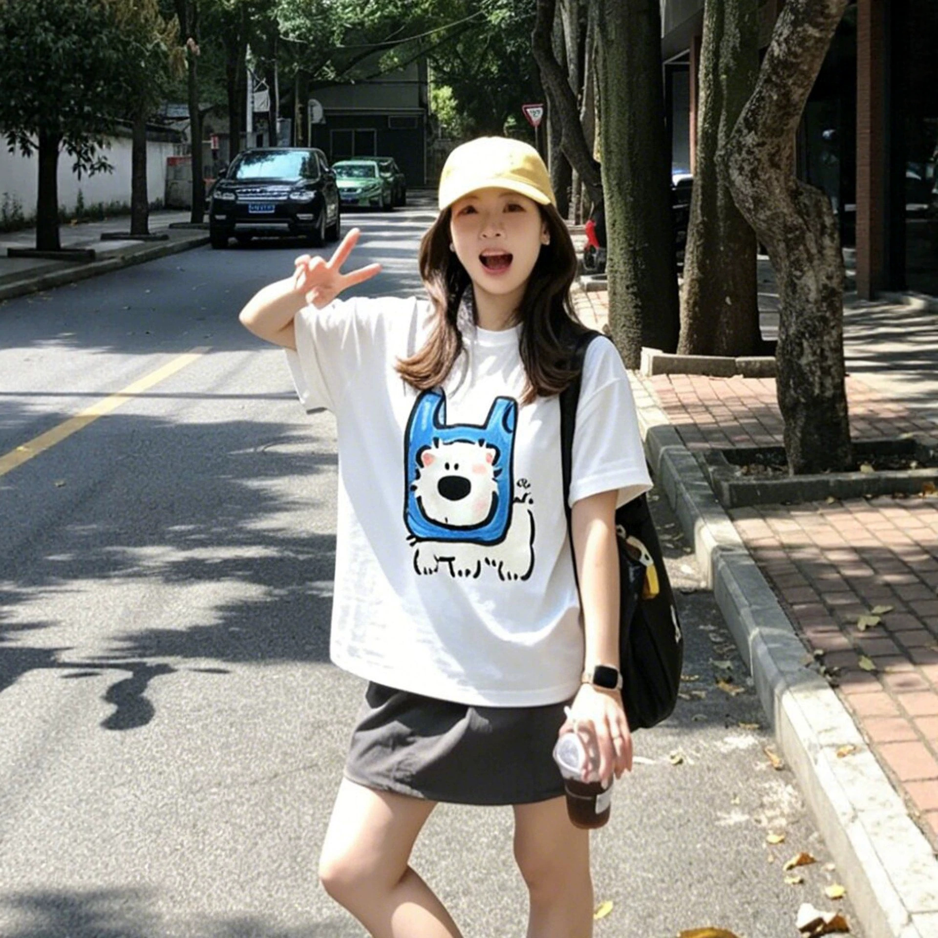 Dog Print Cotton Short Sleeve T-Shirt Unisex Loose Casual Couple Top — image 6