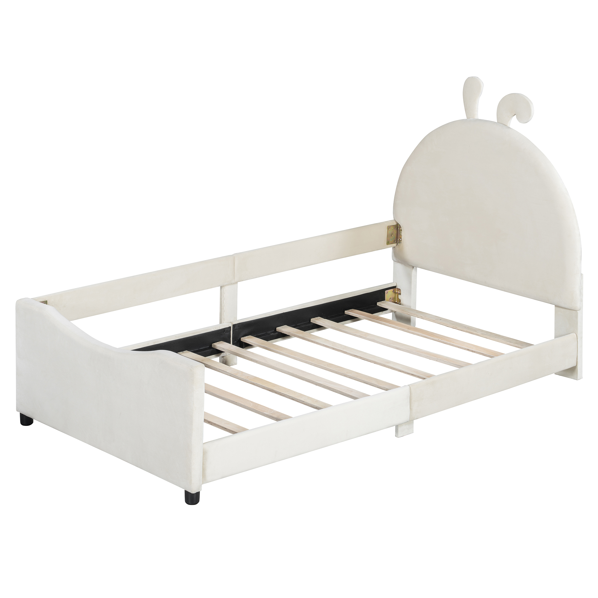 Cama de Twin con Armazón de Pared de Conejo y Cabecera Beige — imagen 3