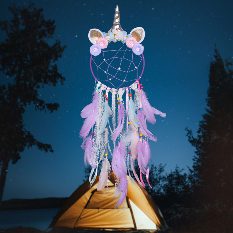 New Creative Indian Feather Lace Unicorn Dream Catcher Cute Girly Heart Room Decoration Birthday Gift — image 1