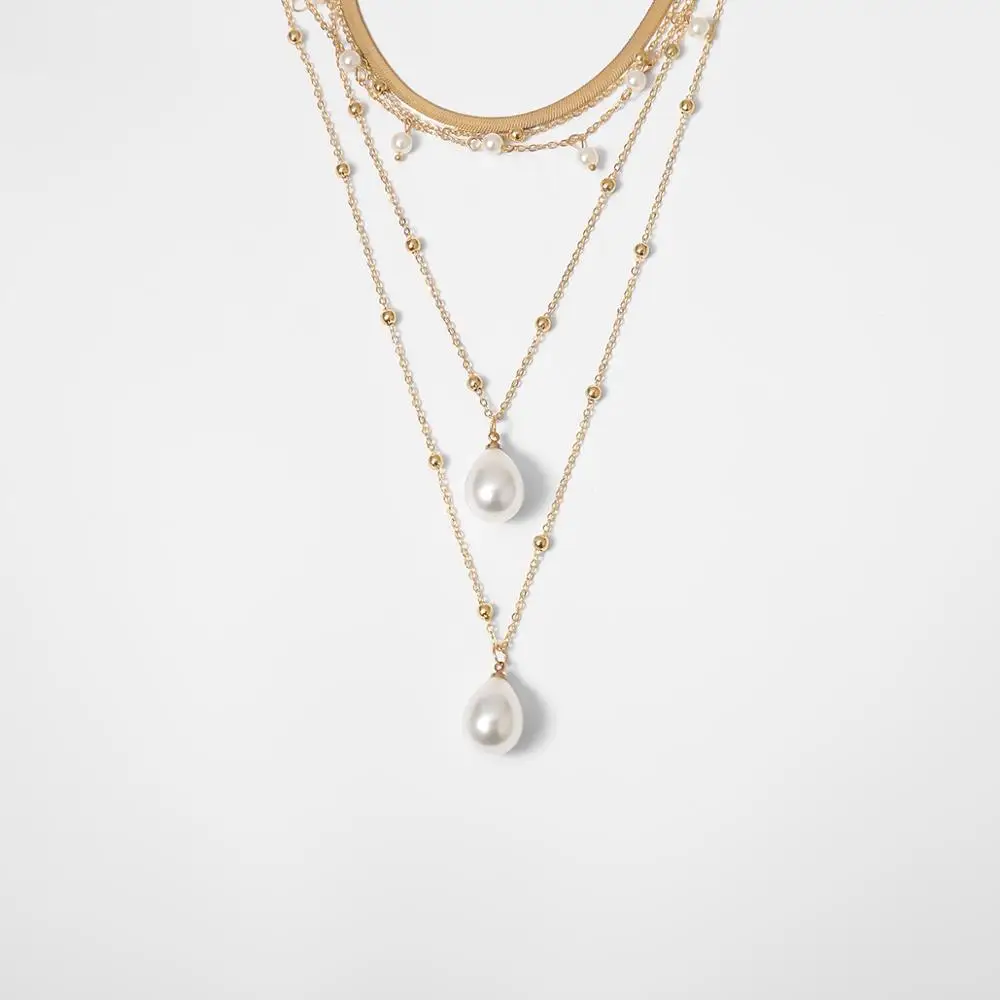 Gothic Imitation Pearl Tassel Choker Necklace Colar Statement Wedding Punk Lariat Snake Long Chain Necklace Women Jewelry — image 3
