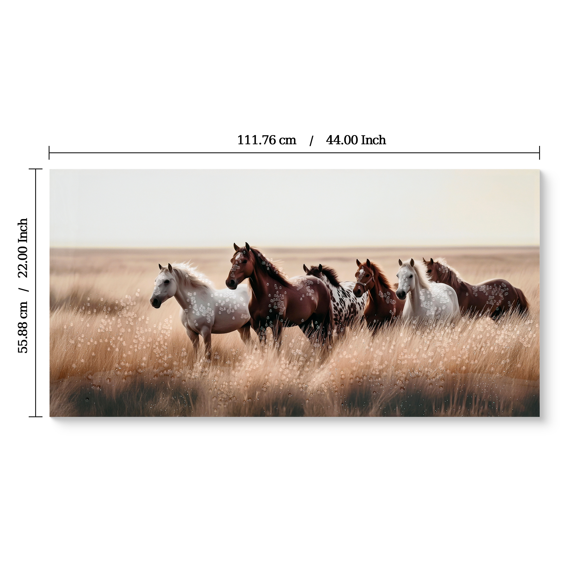 Arte de Caballos Rústicos en Paño para Pared - Escena de Campo Occidental con Ponies y Animales Salvajes — imagen 5