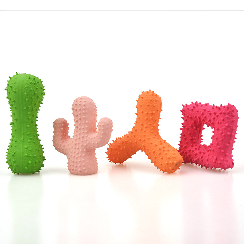 Nuevo Juguetes de Latex para Mascotas con Hueso Picado y Cuatro Esquinas Sonoro de Latex Durable Toy para Limpiar Dientes del Perro — imagen 2