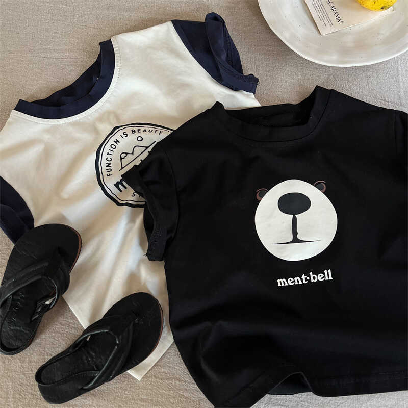 Kids Short Sleeve T-Shirt Color Block Bear Cartoon — image 3