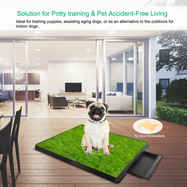Piso de Limpieza para Perros, Manta de Entrenamiento para Cachorros, Pasto Artificial con Recipiente Retirable para Limpiar con Fácilidad, 7.62m x 6.1m — imagen 4