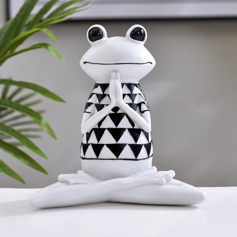 Estatuas de Ranas Yoga Figuras para Meditación y Decoración Ornamentos de Interior de Resina para Salón, Habitación, Oficina, Domicilio — imagen 6