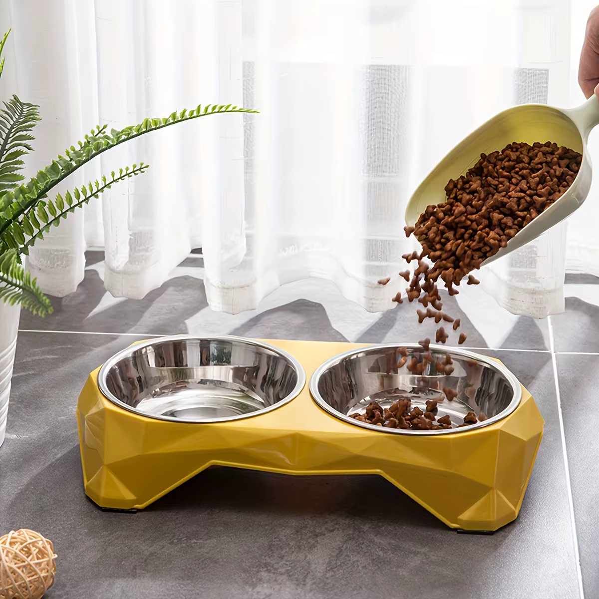 Bolsos de Alimento de Acero Inoxidable para Mascotas doble - Diseño de Diamante Actualizado, Capacidad Grande, Bolsa de Agua Antideslizante para Perros y Gatos — imagen 3