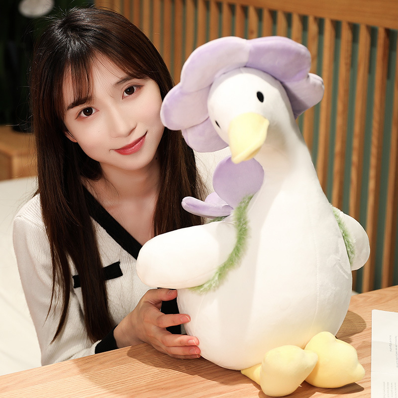 Nueva Muñeca de Ganso Rojo Plush Cómica Grande Regalo Cumpleaños Juguetes Cojín Flor Pequeño Patito Amarillo — imagen 5