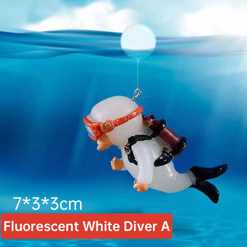 Fish Tank Aquarium Landscaping Decorations Small Decorations Blue Fat Diver Submerged Floating Diver — image 10
