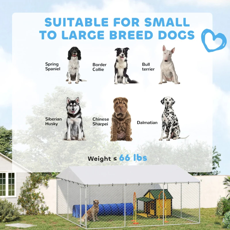7' Dog Kennel Outdoor For Small Medium Large Dogs With Waterproof Roof, Silver Multiple Packages — imagen 7