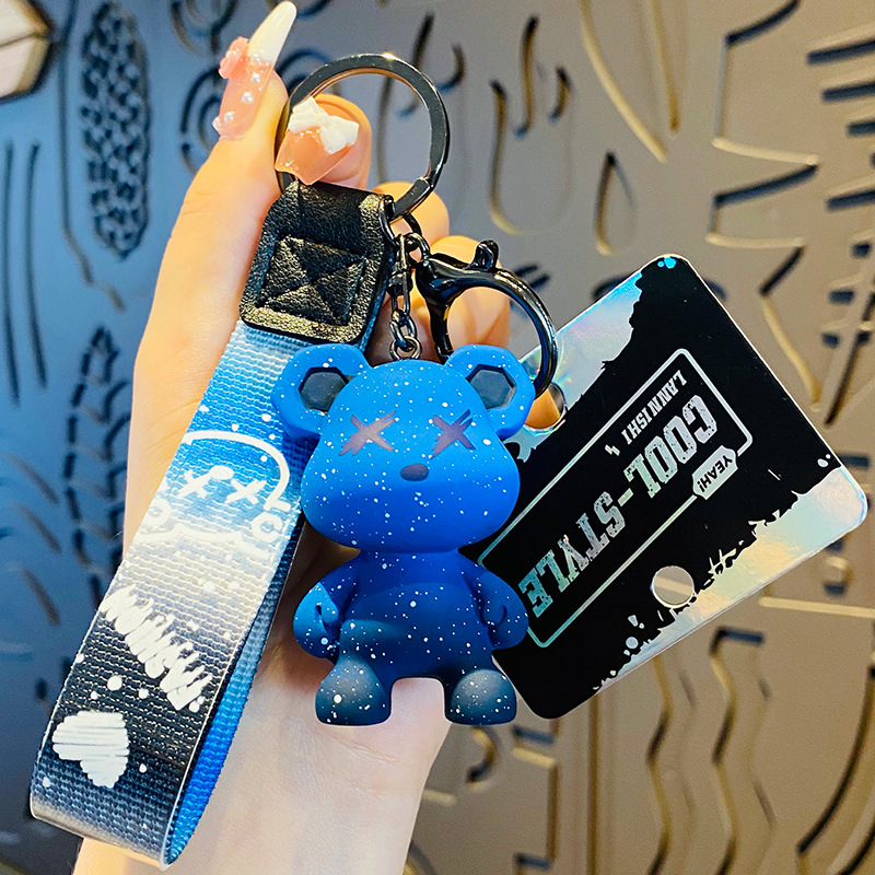Creative Cartoon Cool Tide Gradient Bear Doll Chameleon Bear Key Chain Couple Bag Pendant Car Accessories — image 7