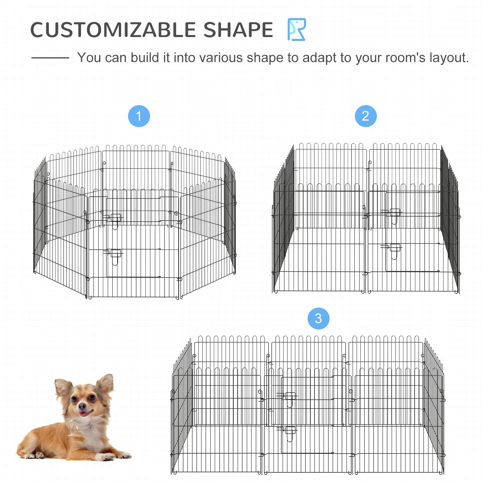 30inch 8-Panel Octagon Pet Exercise Playpen Crate Foldable Dog Cage Pen Puppy Kennel, Black — image 2