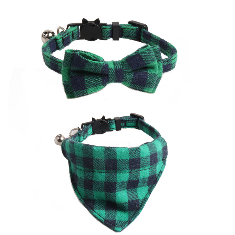 Nueva Corbata de Punto Escocés para Gatos en Dos Piezas con Triángulo y Pañuelo — imagen 10