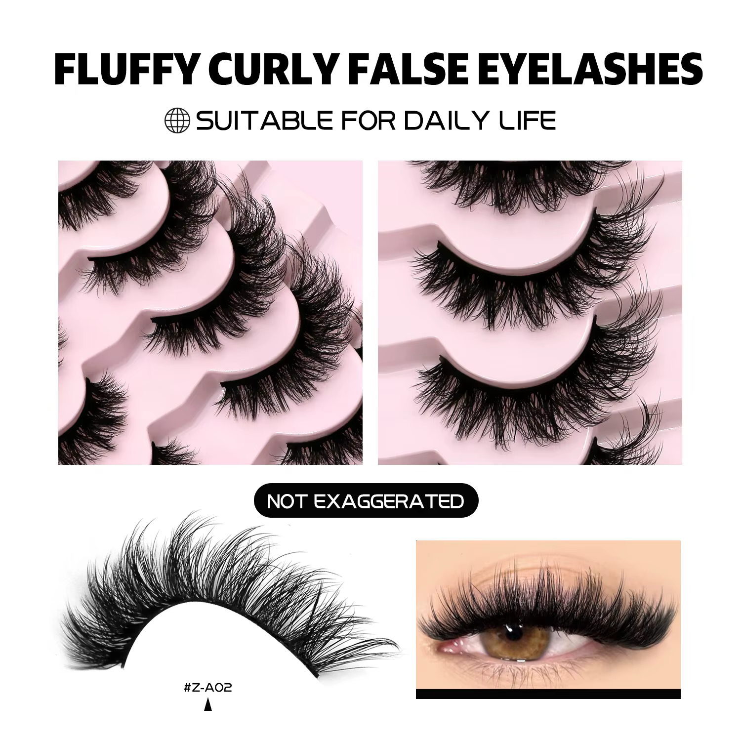 GROINNEYA False Eyelashes 3D Mink Lashes Cat Eyelashes Fluffy Wispy Volume Lashes Fake EyeLashes Natural Lashes Strips Makeup — image 4