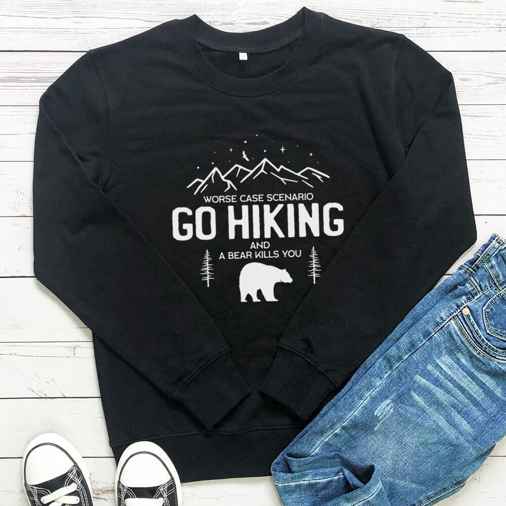 Bear print pattern round neck long sleeved sweatshirt — image 4