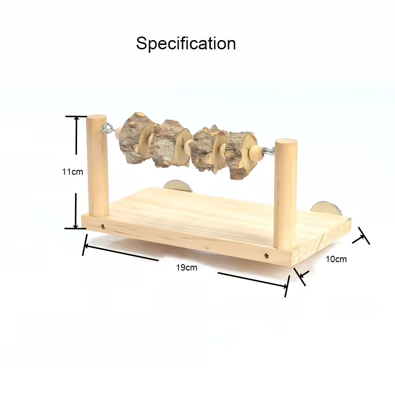 Natural Wood Pet Parrot Toy Bird Swing Exercise Climbing Standing Wooden Toys Pet Parrot Macaw Hammock Bird Toy — image 5