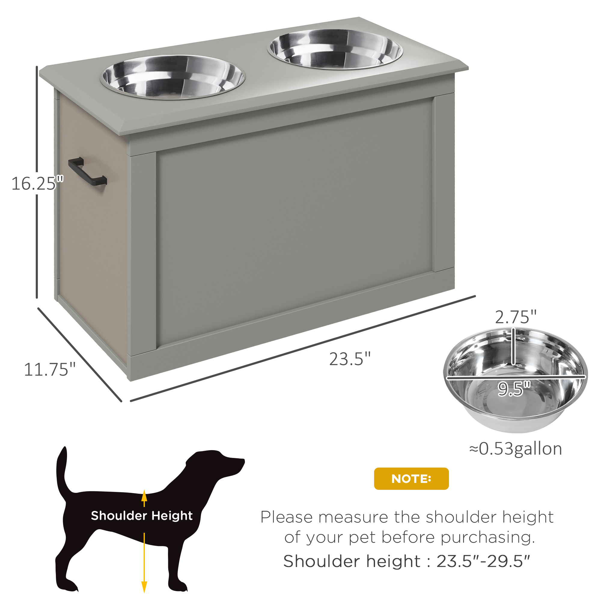 Estación de Alimentación para Mascotas Elevada con 2 Tazas de Acero Inoxidable, Base para Perros Grandes y Otros Animales — imagen 4