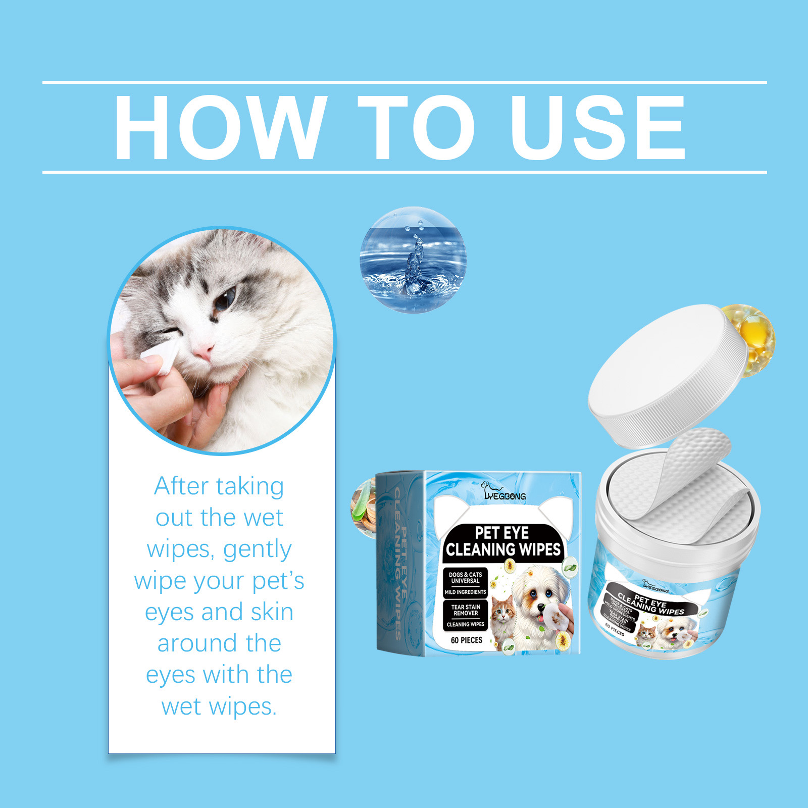 Limpieza de Ojos para Mascotas: Paños para Eliminar Manchas Lacrimales con Ácido Citríaco Suave, 60 Unidades — imagen 10