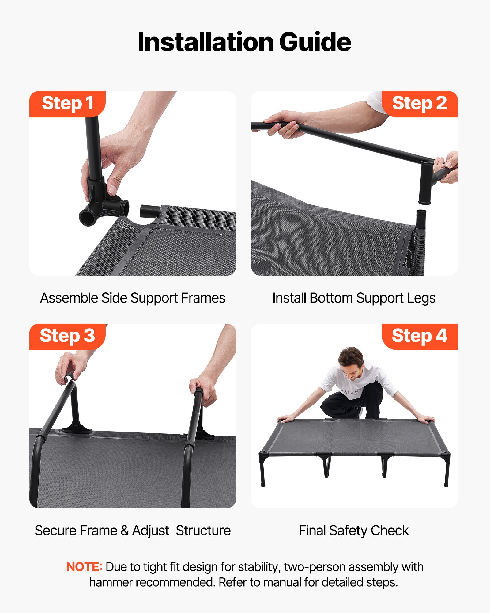 Cama Elevada para Perros Grandes - Cuna Portátil con Estructura de Metal XL — imagen 3