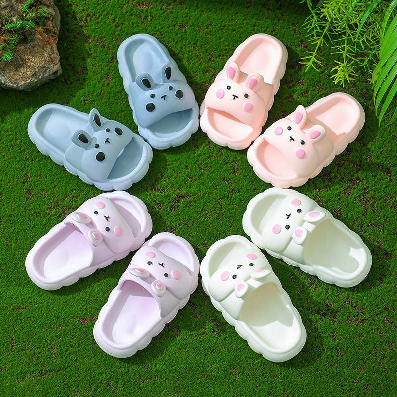 Children slippers home soft bottom non slip indoor and outdoor cute three dimensional cartoon rabbit sandals and slippers — image 4