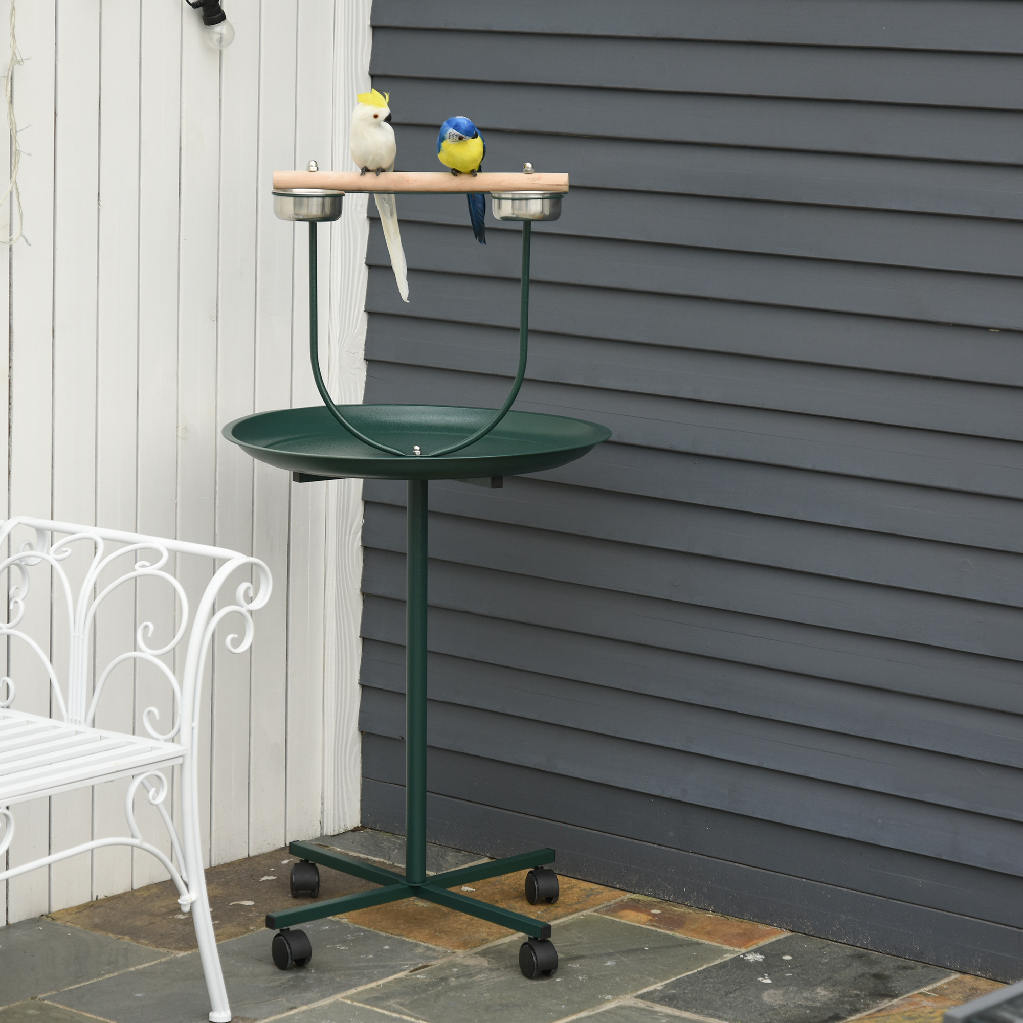 Soporte en T con Ruedas de 48" para Entrenamiento y Actividades de Aves, con Percha — imagen 1
