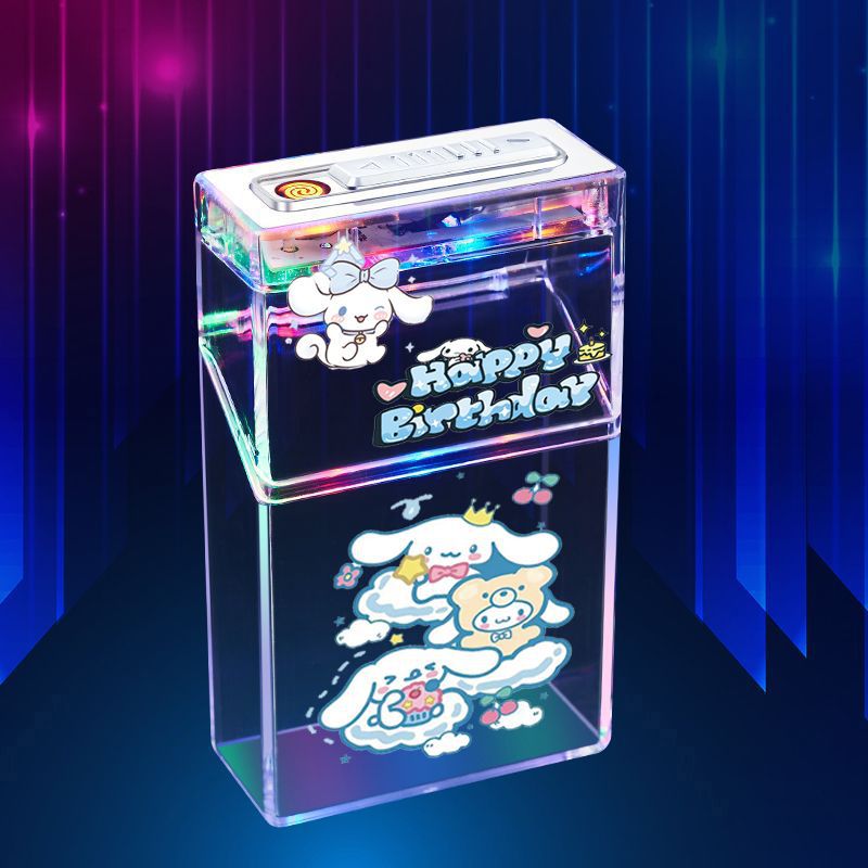 Pacha Dog Cartoon Sanrio Cigarette Box Charging Lighter Integrated Transparent Body Atmosphere Colorful Lights Cute Gift Object — image 9