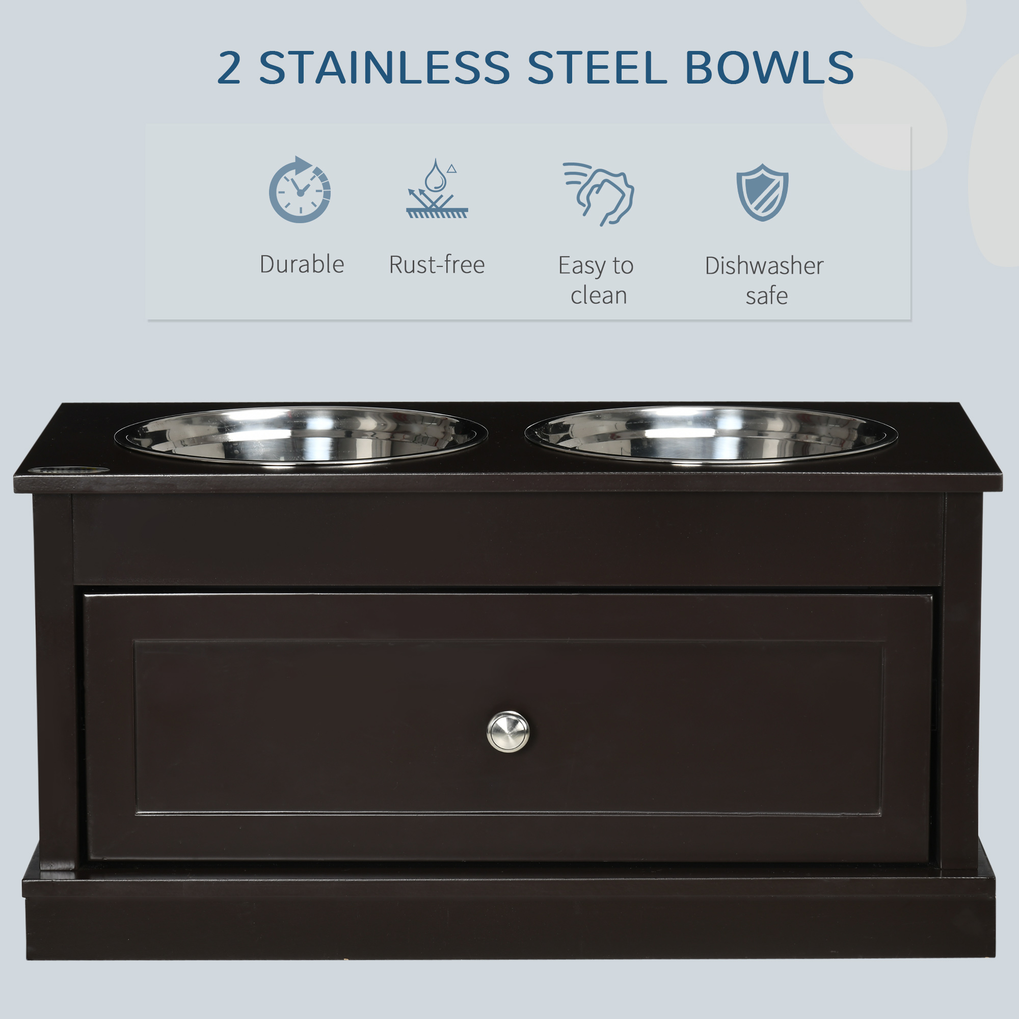Bolsas de Alimento para Perros Grandes con Caja de Almacenamiento de 11L, Soporte Elevado para Comida y Agua de Madera Resistente, Marrón — imagen 7