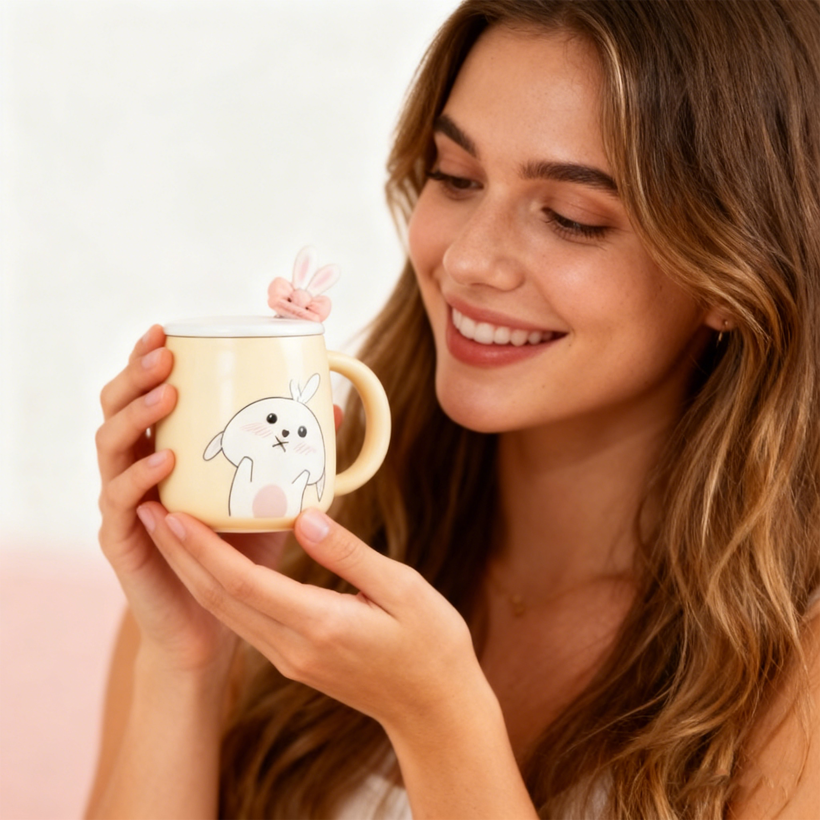 Taza de Cerámica para Conejo con Luz Azul Cielo — imagen 5