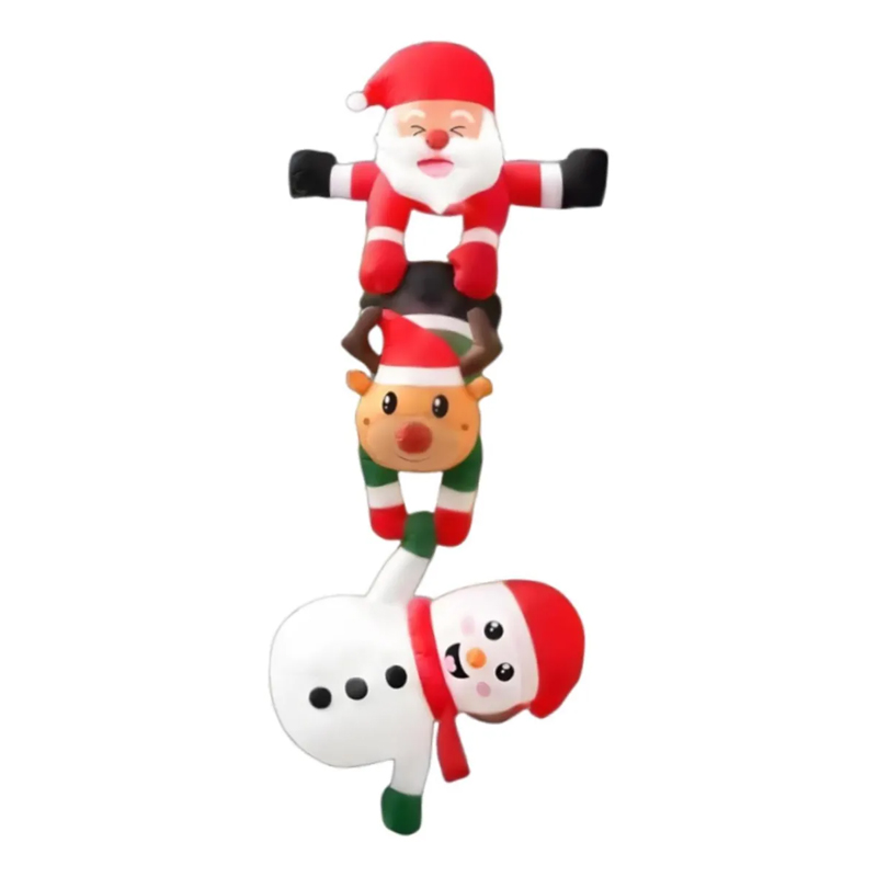 Inflatable Christmas Decoration, Santa Climbing Roof with Reindeer & Snowman/Elf, Indoor Decor — image 1