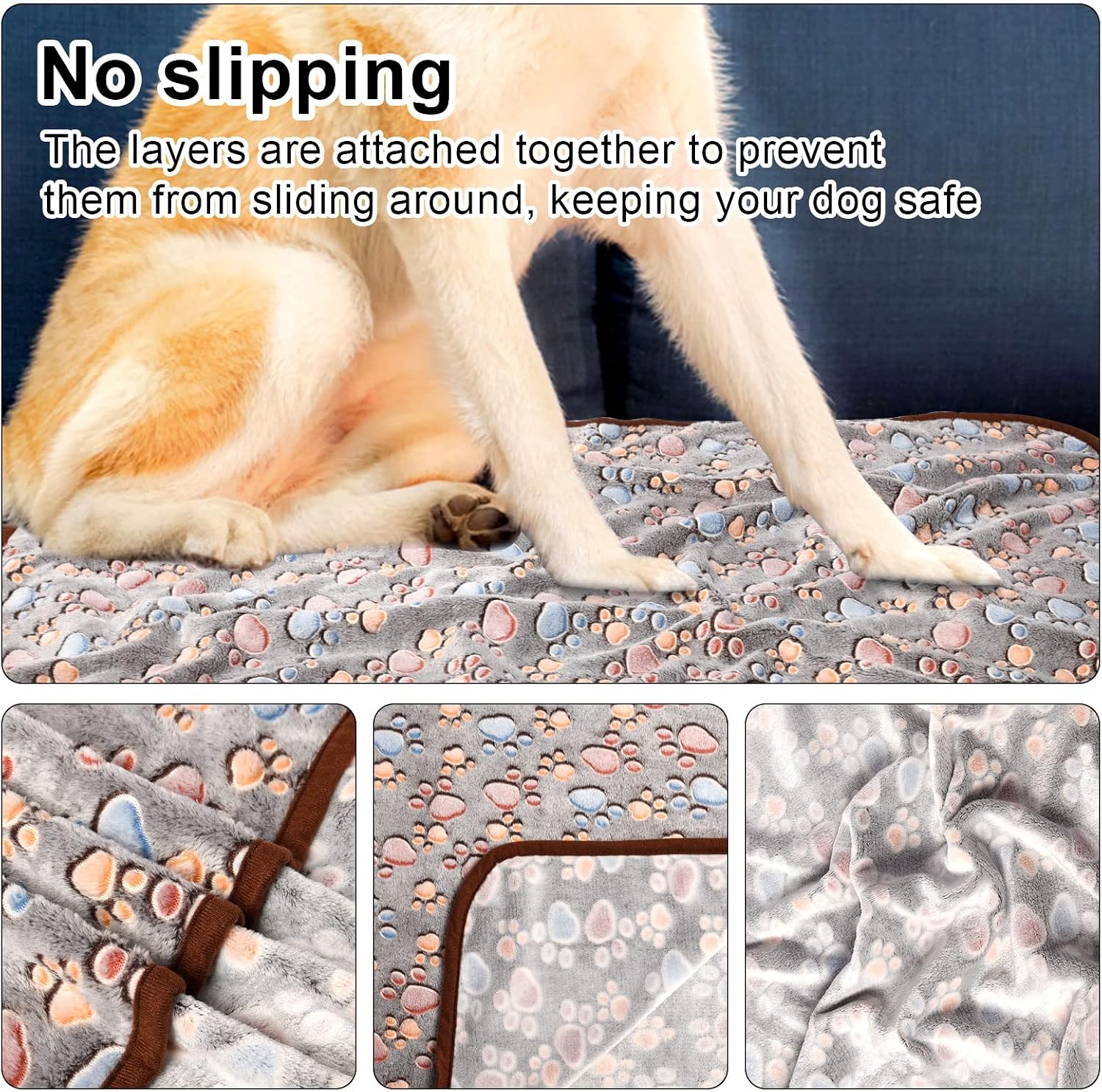 3 Pack Pet Blanket, Soft Plush Paw Print Dog Blanket Washable, Warm Fleece Cat Blanket For Large Medium Dogs, Sofa Couch Bed Cage Protector, 23 X 16 In, 30 X 20 In, 41 X 31 In, 47.2 X 39.3 In — image 2