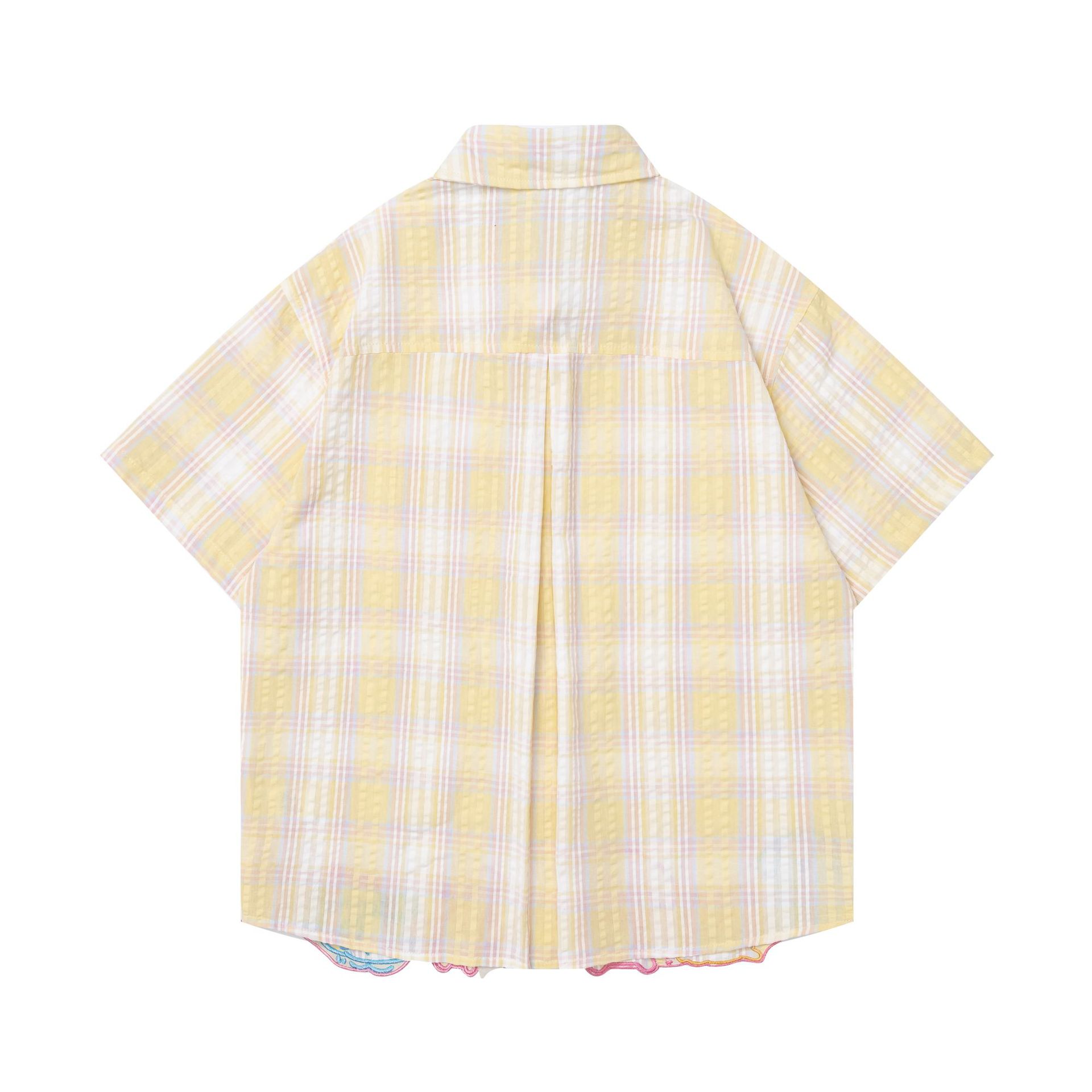 Small dog embroidered checkered short sleeved shirt — image 5