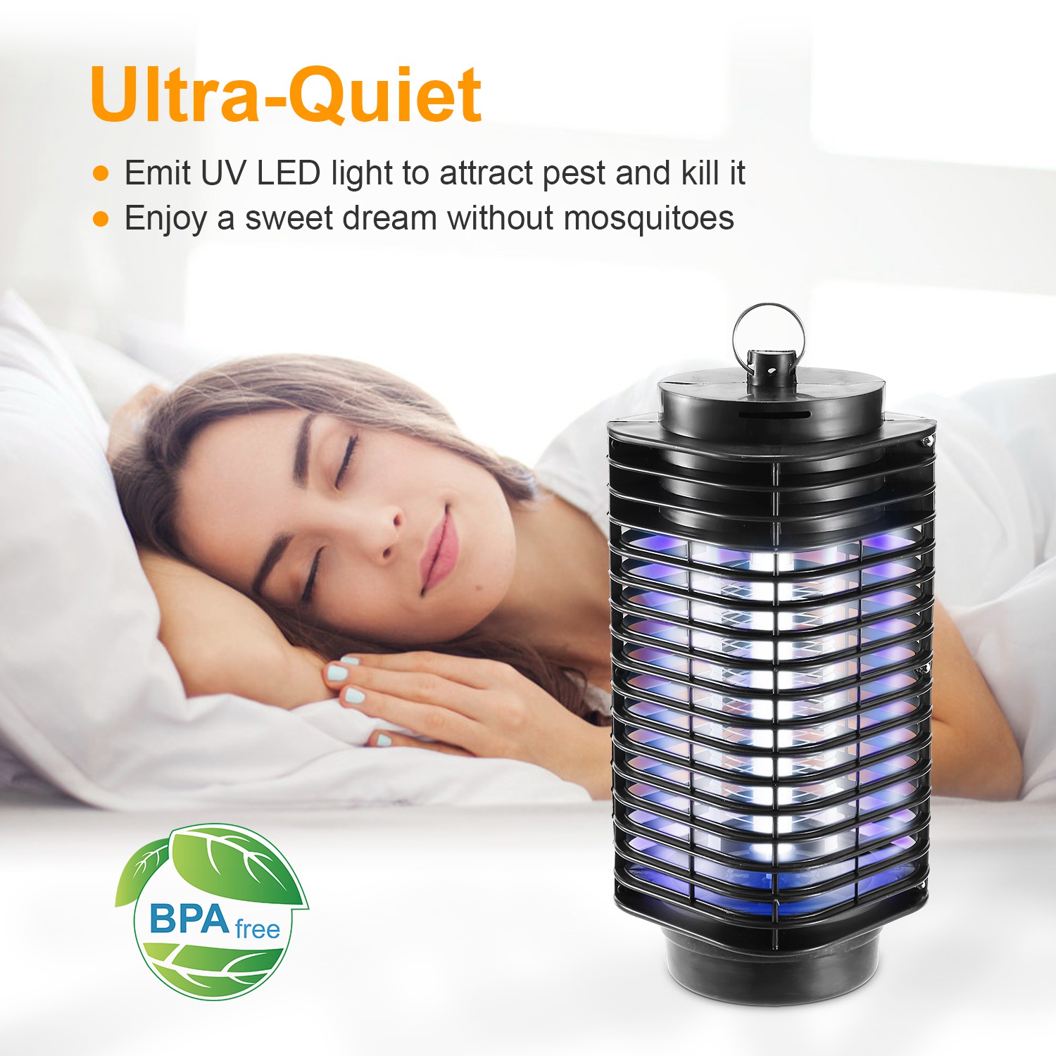 Lampara Electrónica para Atrapar Mosquitos con Luz UV para Verano - Zapatilla de Insectos Silenciosa y Sin Olor — imagen 2