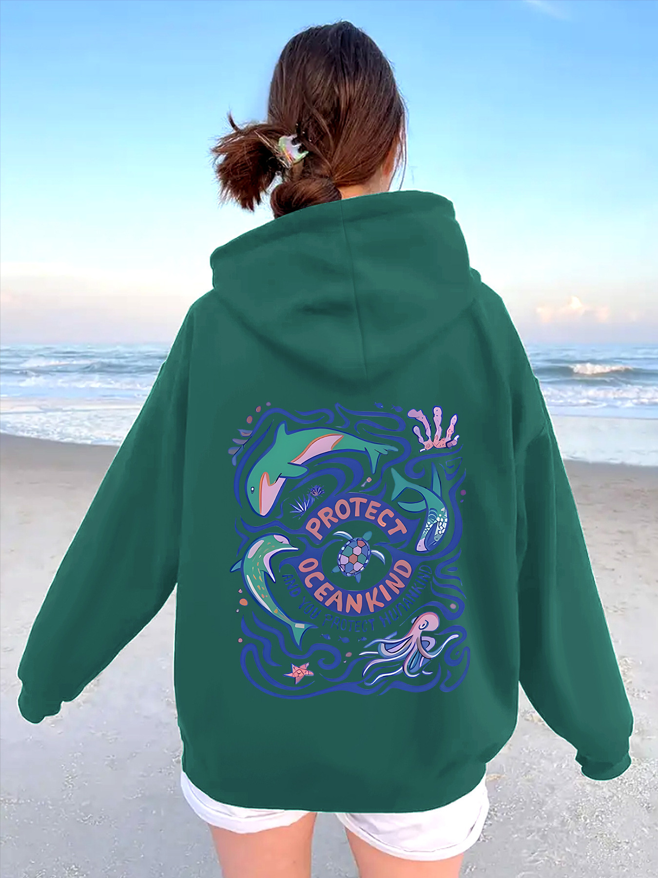 Thick marine animal letter printed hoodie — image 12
