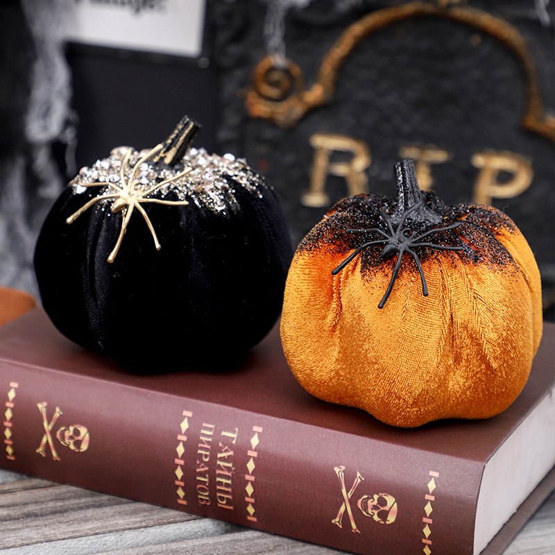Halloween Decoration Nordic Style Fake Spider Pumpkin Figurine Gift for Festival — image 4