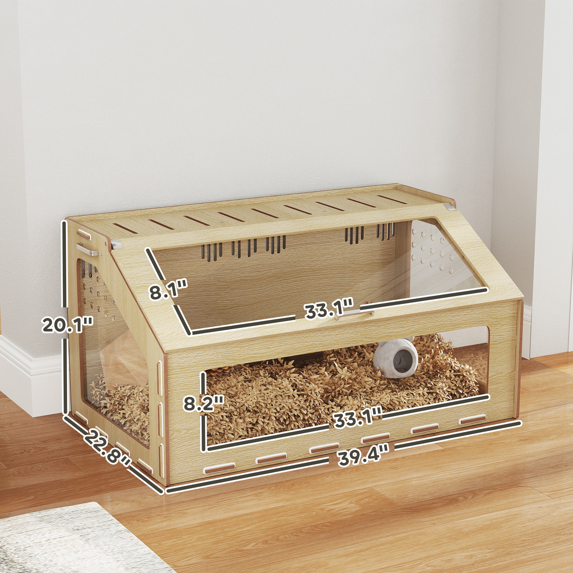 Habitat para Hámsters con Ventana Acrílica y Parte Superior Abordable para Hámsters Enanos, Conejos de Indias, Ratones y Roedores — imagen 8