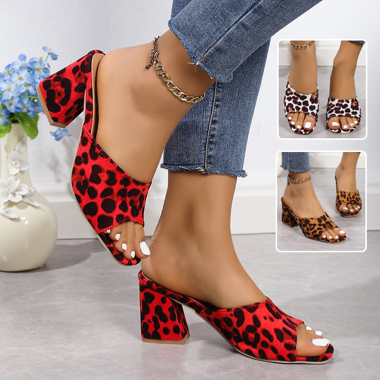Zapatos de Verano con Punta Cuadrada y Tela de Cuero para Mujer - Sandalias con Alto Chunky — imagen 1