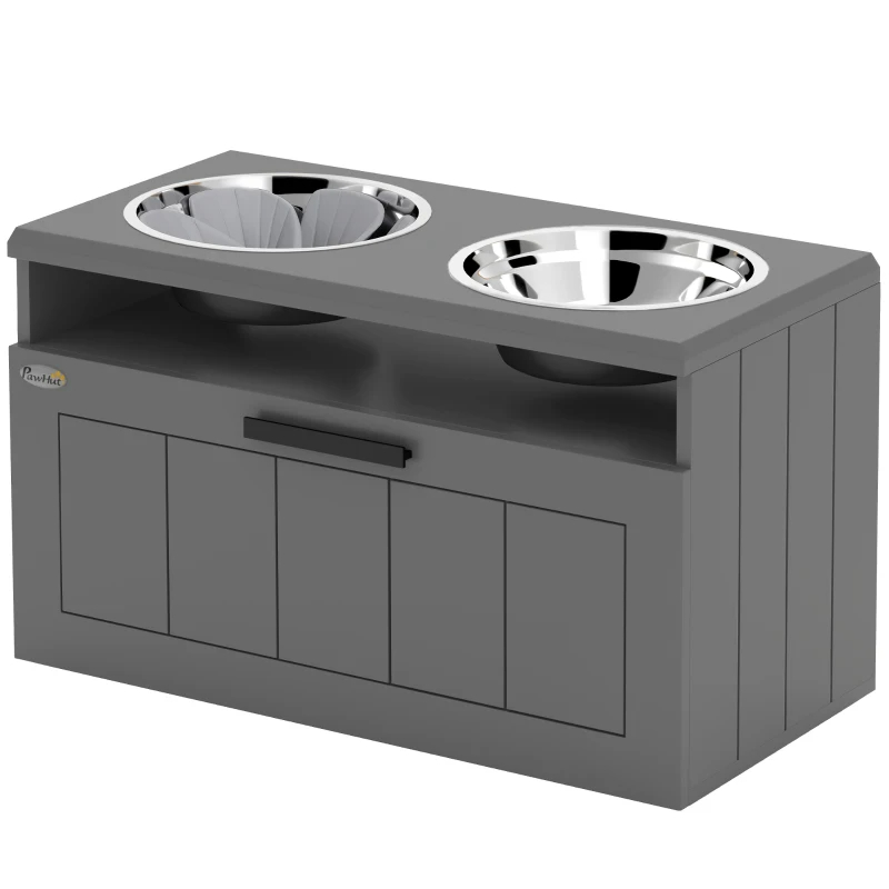 Comedor Elevado para Perros, Gran Raza - Soporte con 2 Tazas Inox de Alimento y Agua + Caja de Almacenamiento y Manta de Alimentación Lenta — imagen 1