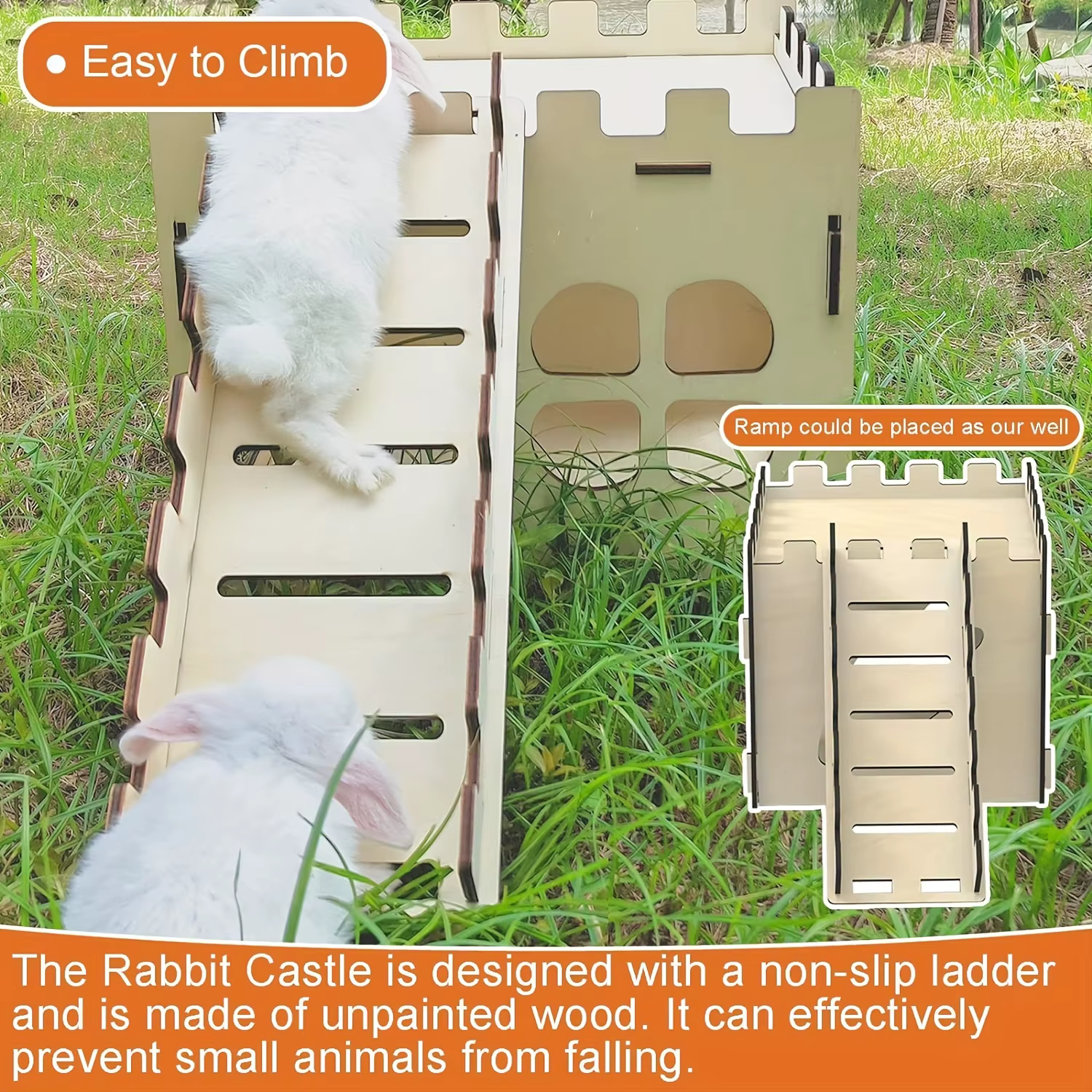 Detachable Rabbit Castle Hiding Place Wood Evading House Toy Decoration for Guinea Pig Rabbit Totoro Hedgehog — image 3
