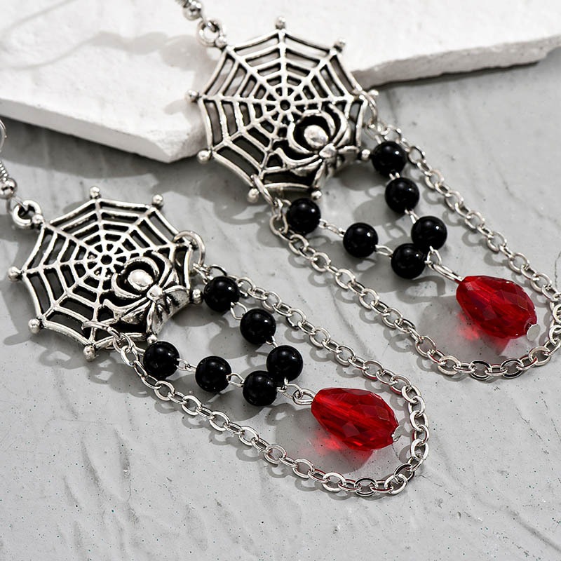 Pendientes de telaraña de araña con cadena hueca geométrica, estilo retro gótico, para mujeres, múltiples capas — imagen 3