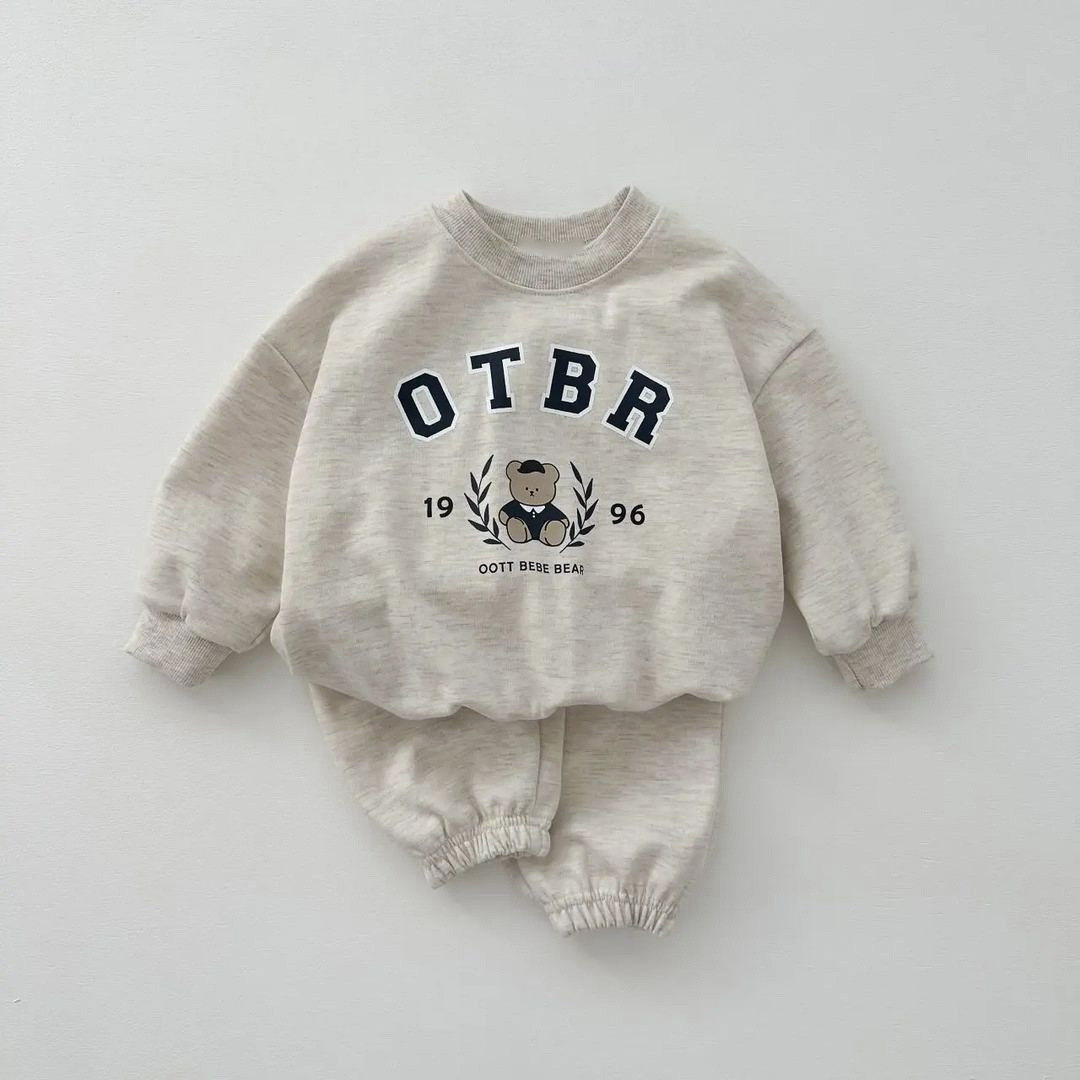 Baby bear letter print cotton hoodie set, kids' long-sleeve top and pants two-piece set — image 7