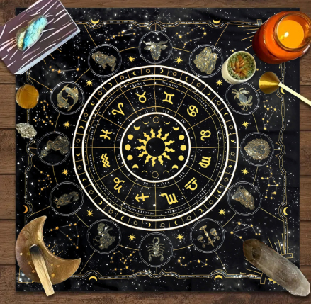 Manta de Mesa para Juego Tarot Decorativa con Mandala y Fases Lunares — imagen 2