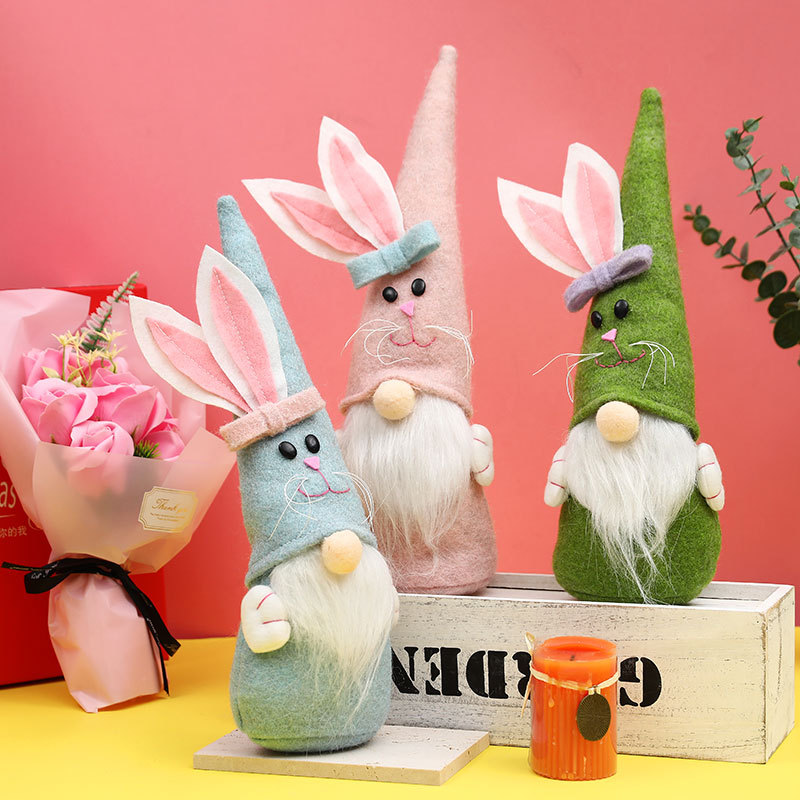 Easter decorations pointed hats cute rabbit faceless dolls home decoration gnome doll ornaments — image 2