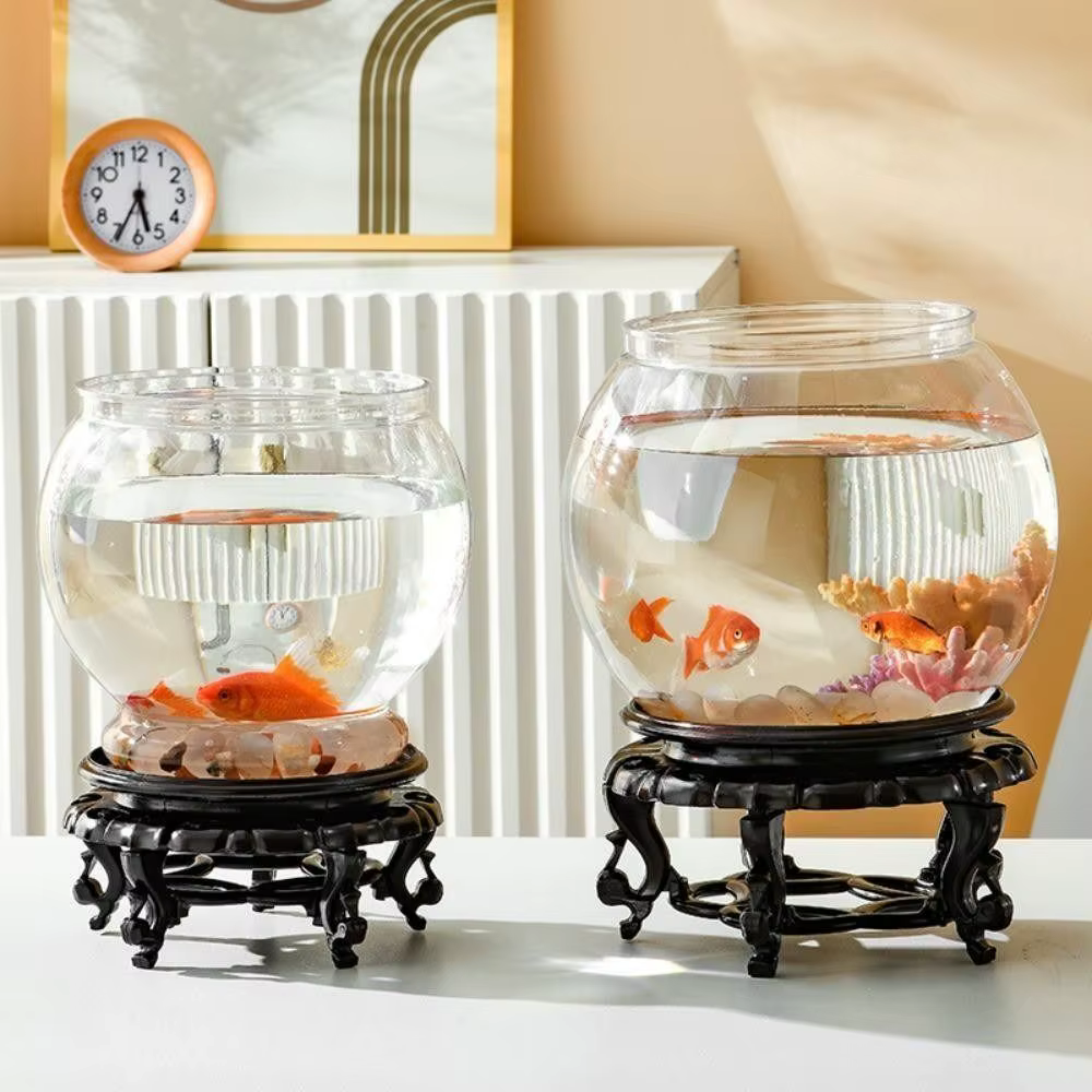 New Transparent Fish Tank Round Unbreakable Aquarium Plastic Lightweight Small Fish Bowl Home Decor — image 4