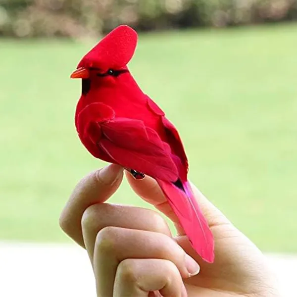 2 Piezas de Pájaros Cardenales Rojos Artificiales Decorativos, Aves Artificiales Navideñas para Árbol, Arreglos Florales, Patio, Jardín y Diseños de Coronas — imagen 3