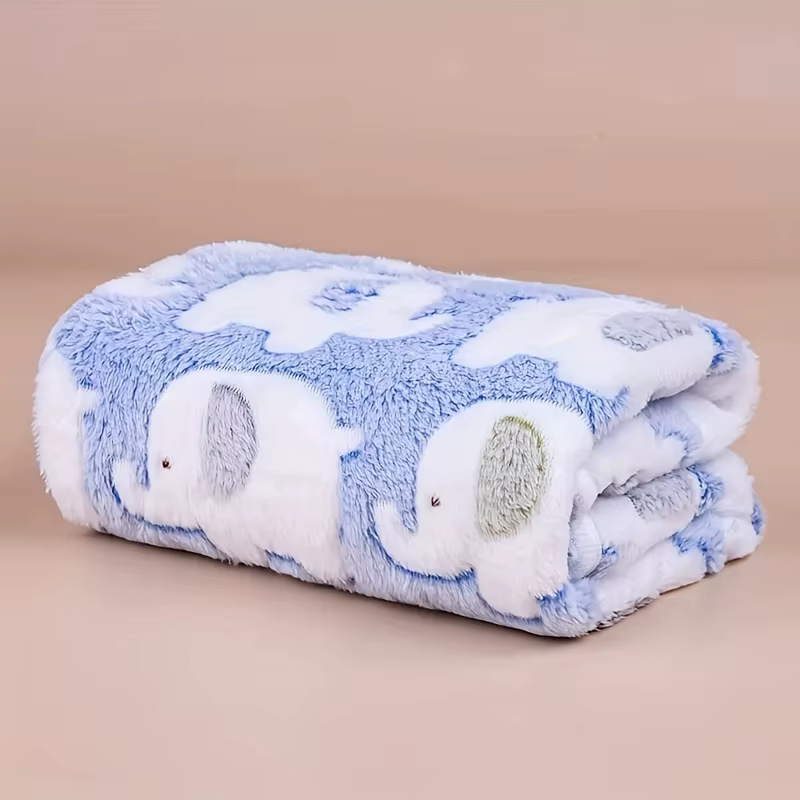 Manta suave y acogedora de elefante dibujado para perros y gatos - Almohadilla de lana para cachorros y gatitos tamaño universal regalo de Navidad — imagen 1