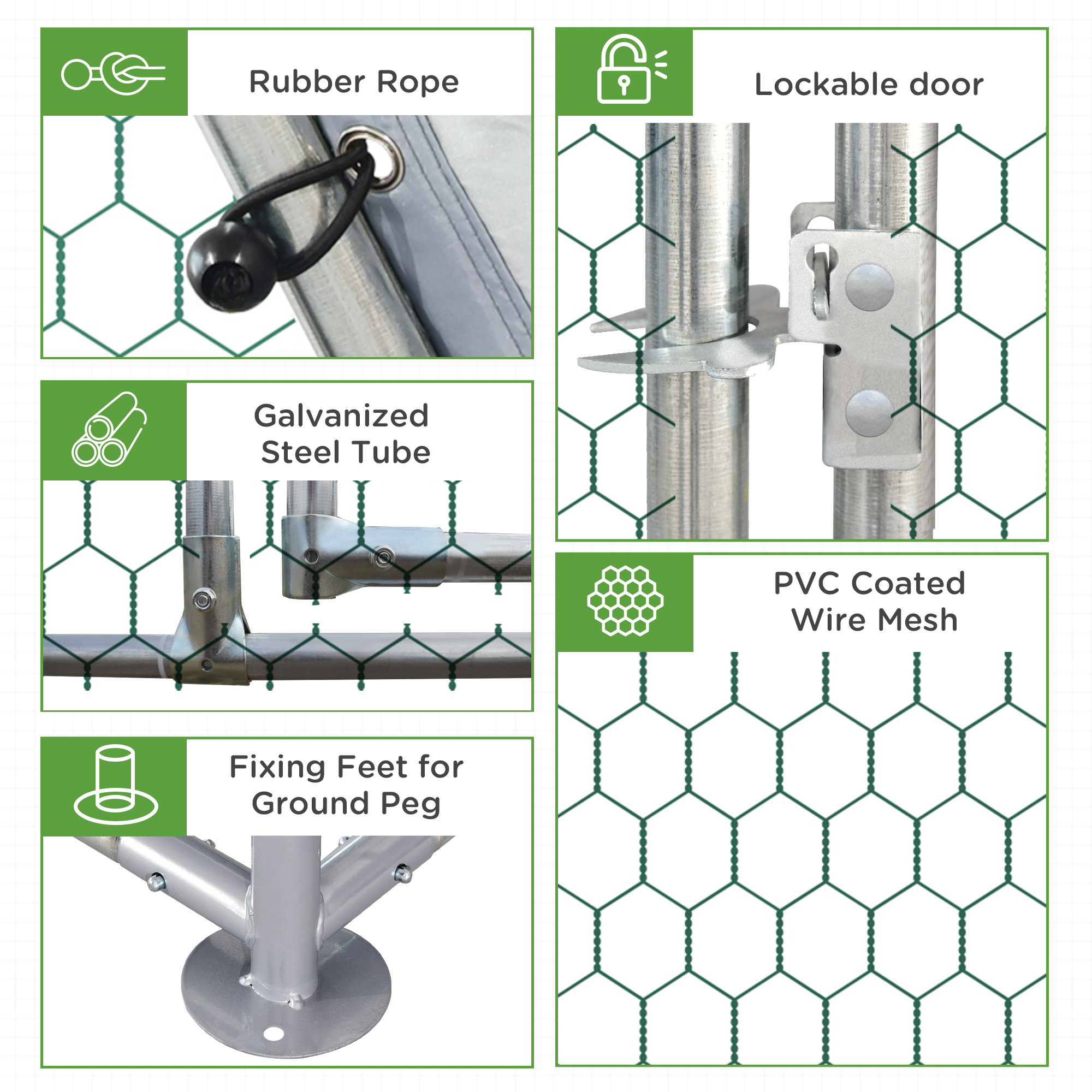 9.2 x 18.7 x 6.4 Large Chicken Coop Metal Chicken Run with Waterproof and Anti-UV Cover, Flat Shaped Walk in Fence Cage Hen House for Outdoor and Yard Farm Use, 1" Tube Diameter — imagen 7
