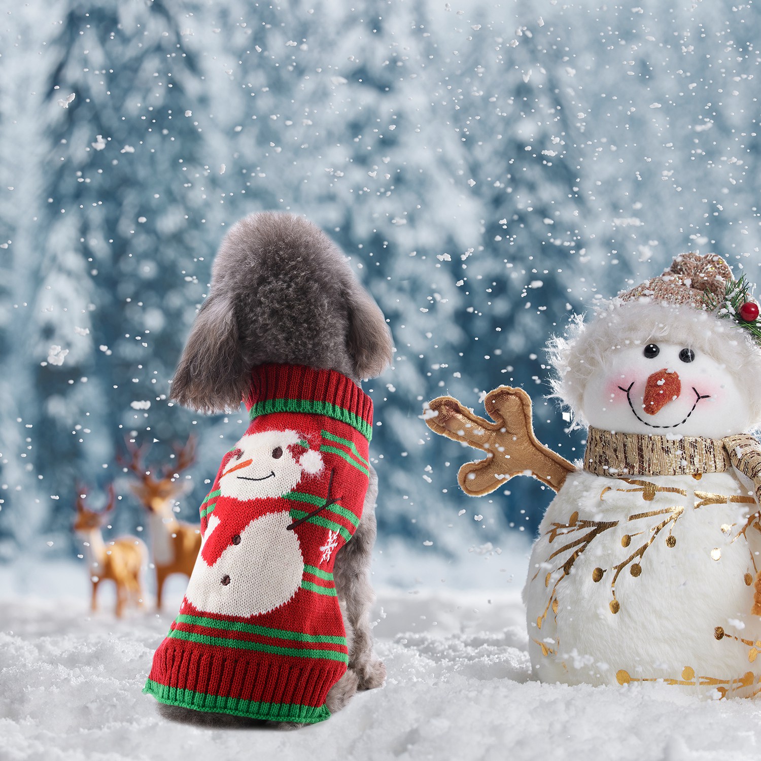 2 Patrones y 4 Tallas a Elegir - 1 Pieza de Suéter Navideño de Cuello Alto Para Mascotas, Ropa Navideña Para Perros y Gatos, Disfraz de Rayas con Muñeco de Nieve, Suéter de Invierno Para Gatitos y Cachorros Pequeños y Medianos — imagen 10