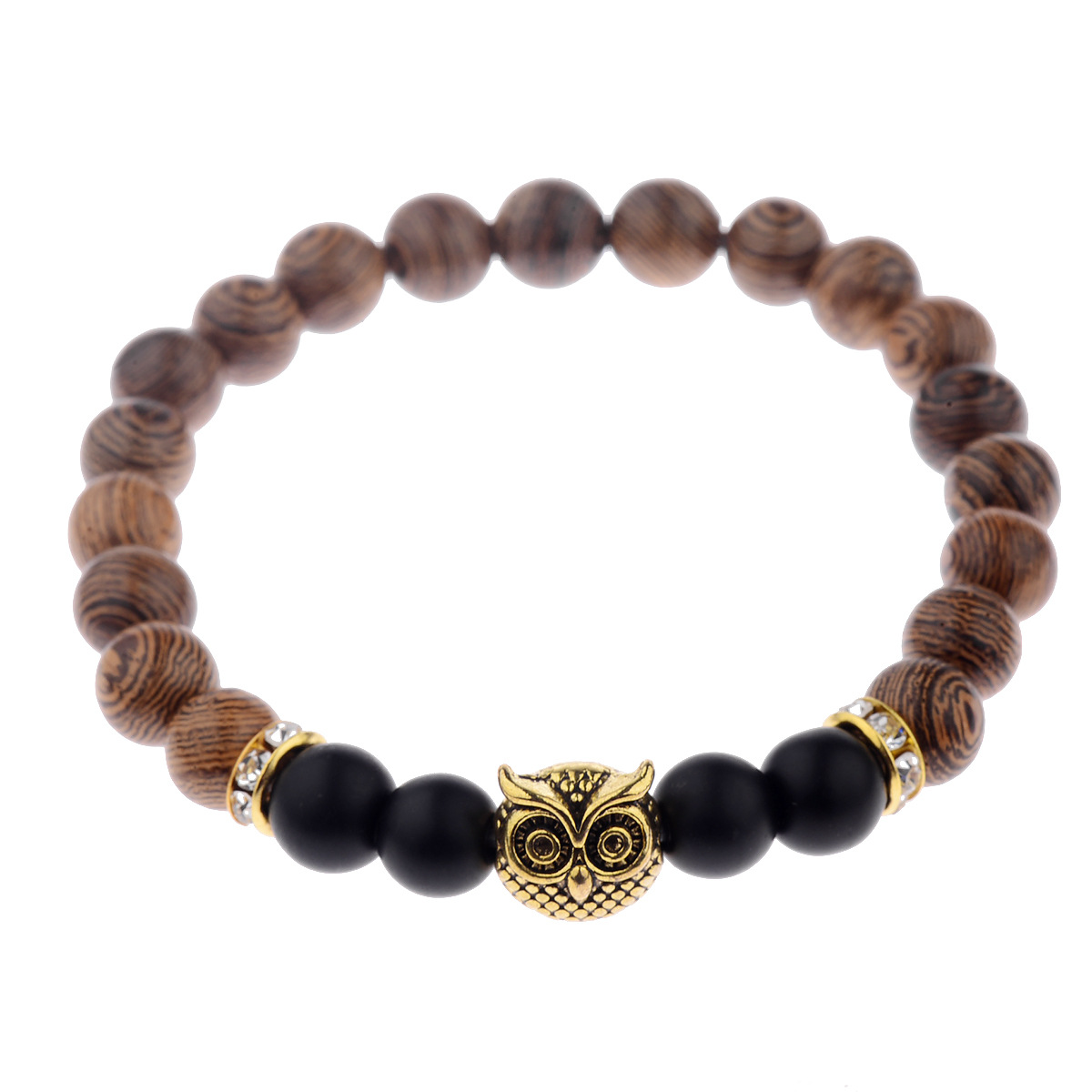 Owl frosted stone lifeline wood grain bracelet — image 2